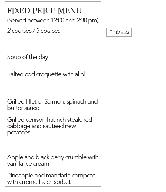 Fixed Price Menu Ronnies